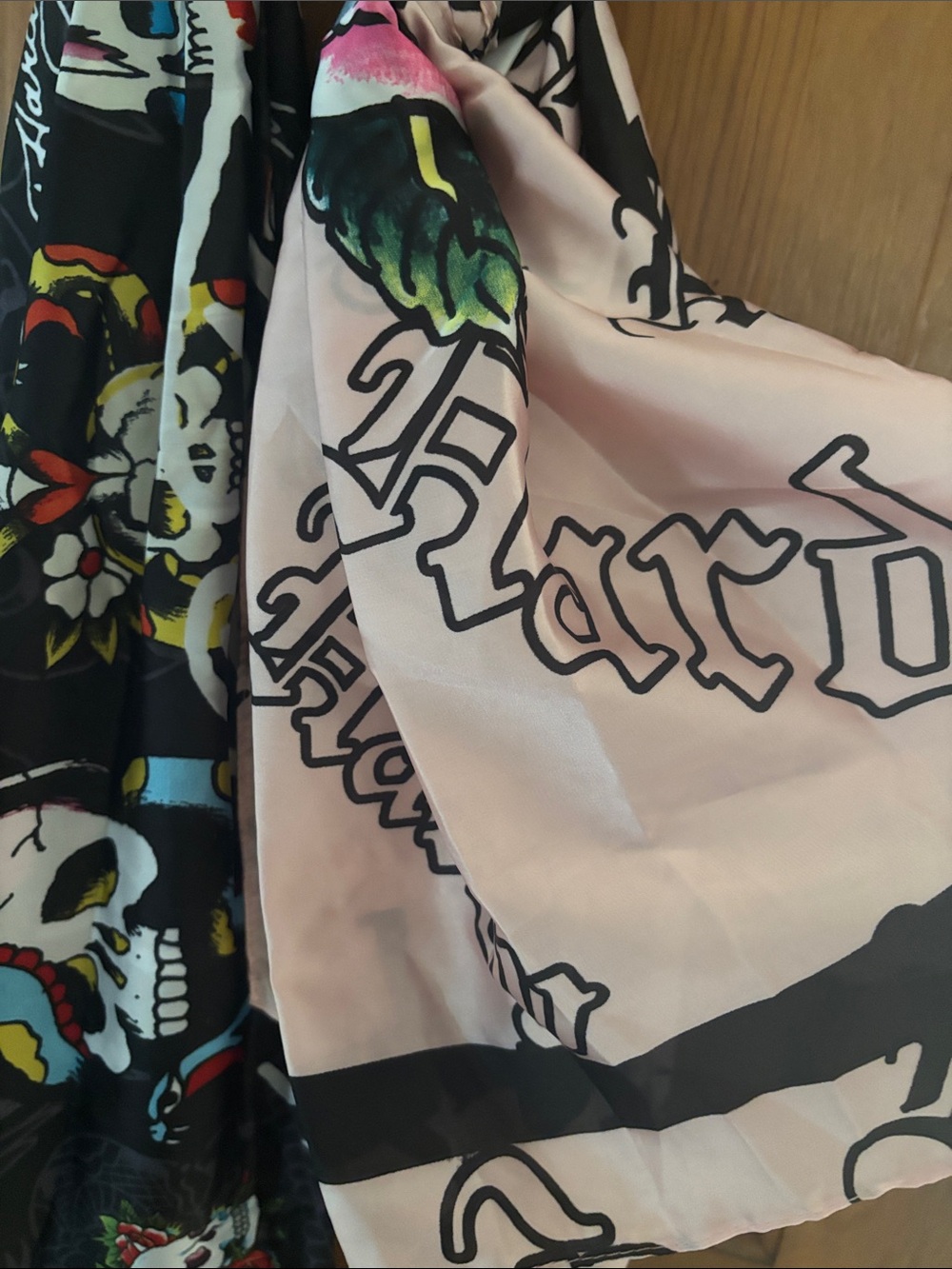 Ed Hardy Black and Pink Tattoo Motif 2 pack Scarf set - Picture 4 of 4
